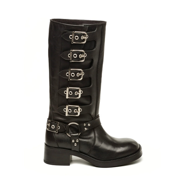 BATTLE BOOT BLACK LEATHER - Steve Madden Polska