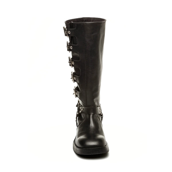 BATTLE BOOT BLACK LEATHER - Steve Madden Polska