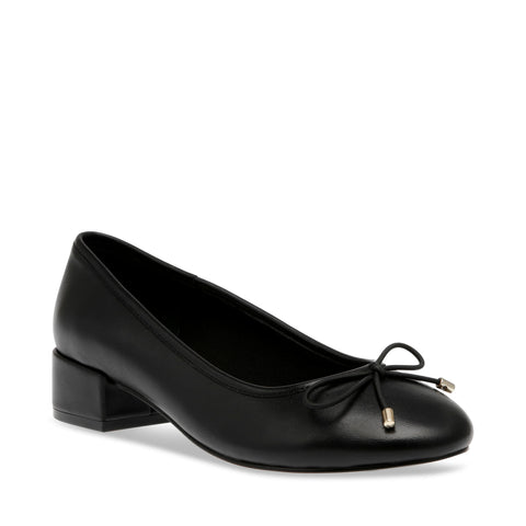 STEVE MADDEN Cherish Ballerina Black Leather Baleríny a mokasíny