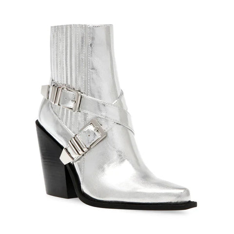 STEVE MADDEN Scripter Silver Cowboy boots