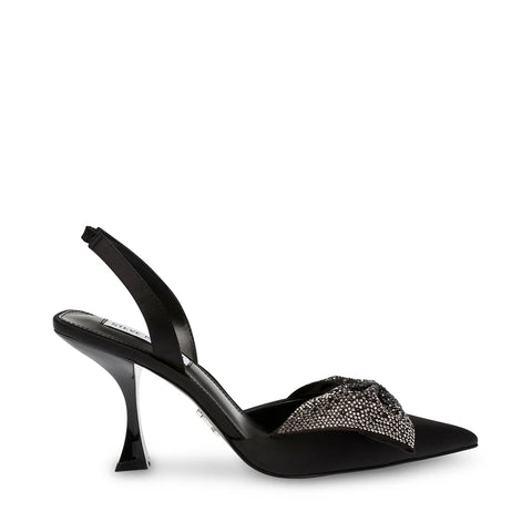 STEVE MADDEN NITEOWL SANDAL BLACK SATIN BLACK