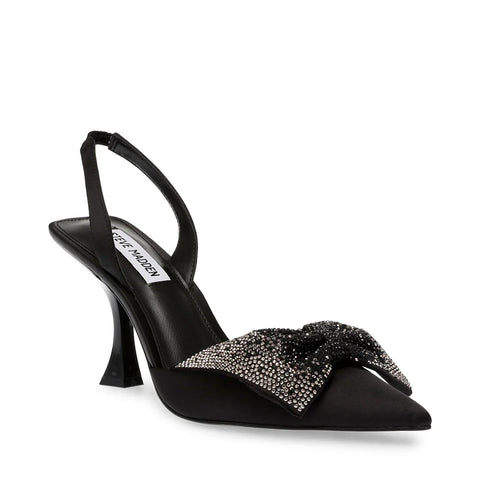 STEVE MADDEN NITEOWL SANDAL BLACK SATIN BLACK