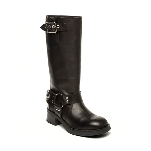 STEVE MADDEN BEAU BOOT BLACK LEATHER BLACK