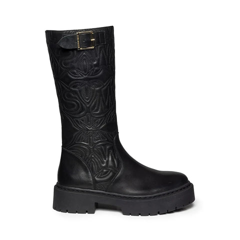 STEVE MADDEN GELINA BOOTS BLACK LEATHER BLACK