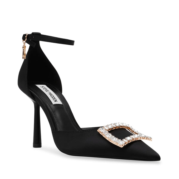 ACCESSION HEELED SANDALS BLACK SATIN