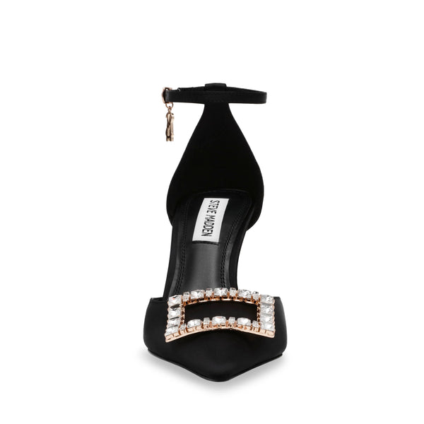 ACCESSION HEELED SANDALS BLACK SATIN