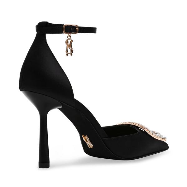 ACCESSION HEELED SANDALS BLACK SATIN