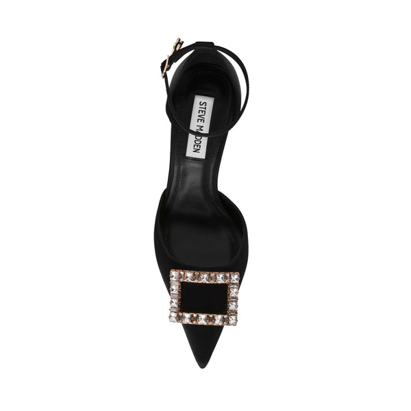 ACCESSION HEELED SANDALS BLACK SATIN