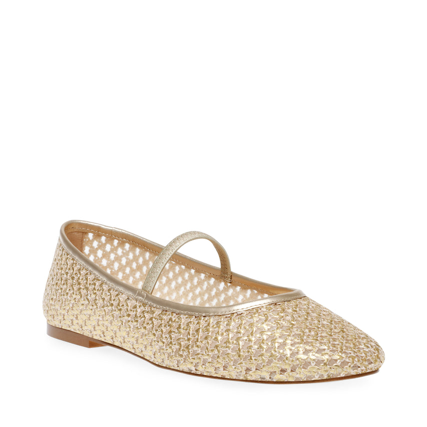 Majorca Flat Shoe GOLD RAFFIA