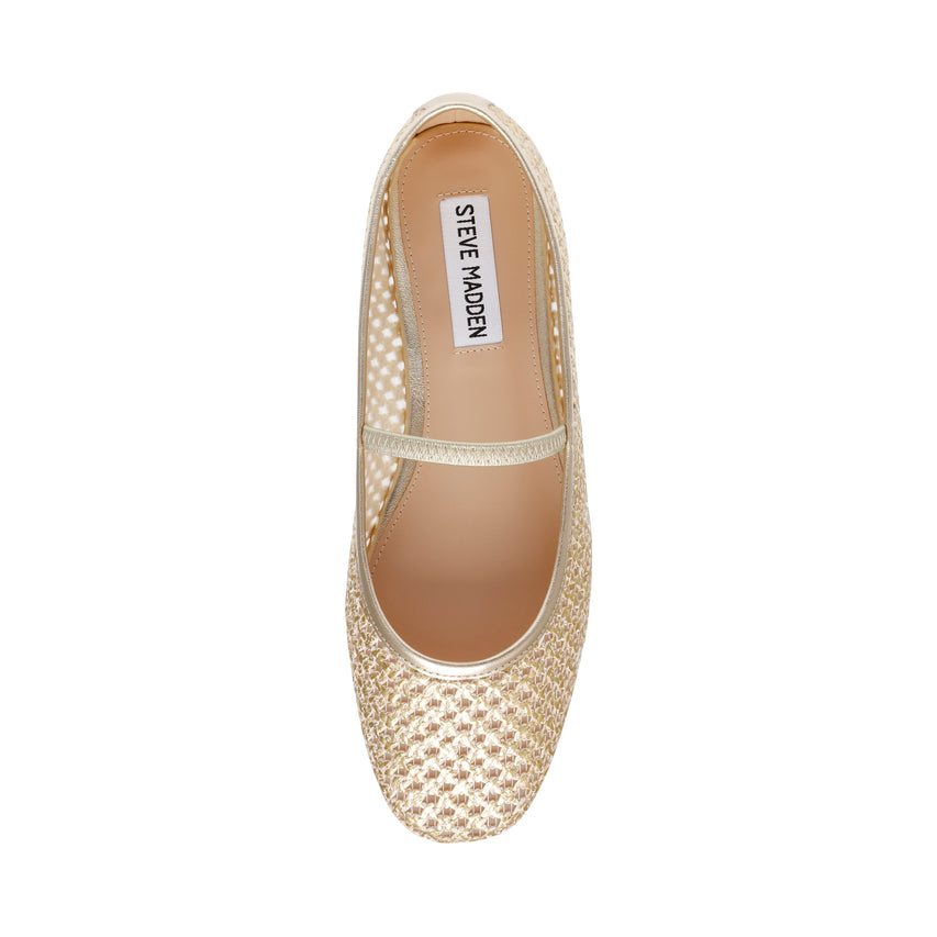 Majorca Flat Shoe GOLD RAFFIA