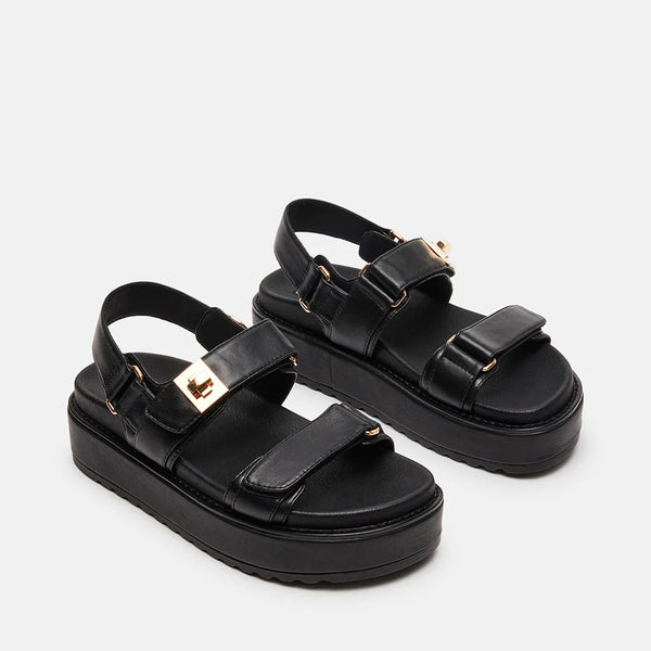 BIGMONA SANDAL BLACK LEATHER - Steve Madden Polska